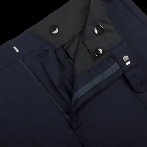 Baltzar Sartorial Trousers | Navy Super 100'S Wool Flat Front Suit Trousers