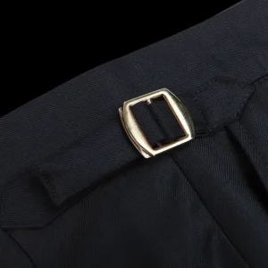 Studio 73 Trousers | Navy Super 130S Wool Pleated Suit Trousers