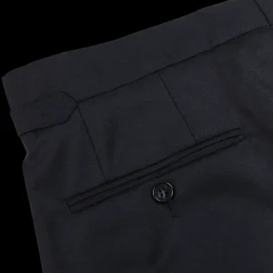 Studio 73 Trousers | Navy Super 130S Wool Pleated Suit Trousers