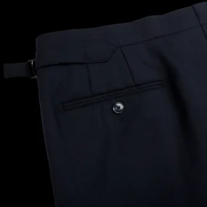 Baltzar Sartorial Trousers | Navy Super 100'S Wool Pleated Suit Trousers
