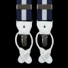 Albert Thurston Braces | Navy White Harrow Stripe 40Mm Braces