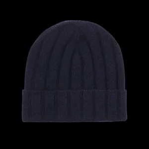 Amanda Christensen Beanies | Navy Wide Ribbed Cashmere Beanie