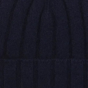 Amanda Christensen Beanies | Navy Wide Ribbed Cashmere Beanie