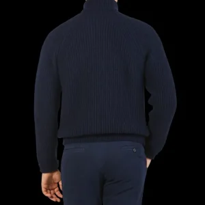 Inis Meain Knitwear | Navy Wool Cashmere Boatbuilder Rollneck