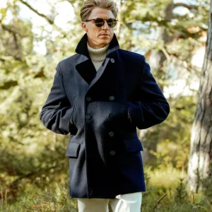Gloverall Outerwear | Navy Wool Churchill Peacoat