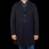 Herno Coats & Jackets | Navy Wool Down Padded Coat
