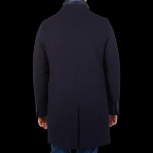 Herno Coats & Jackets | Navy Wool Down Padded Coat