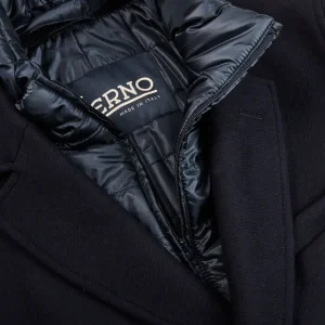 Herno Outerwear | Navy Wool Down Padded Coat
