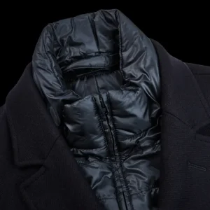 Herno Coats & Jackets | Navy Wool Down Padded Coat