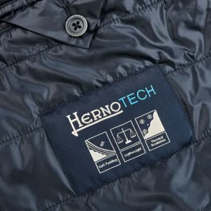 Herno Coats & Jackets | Navy Wool Down Padded Coat