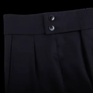 Luigi Bianchi Trousers | Navy Wool Flannel Pleated Trousers