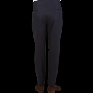 Luigi Bianchi Trousers | Navy Wool Flannel Pleated Trousers