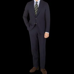 De Petrillo Suits | Navy Wool Fresco Peak Lapel Suit