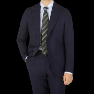 De Petrillo Suits | Navy Wool Fresco Peak Lapel Suit