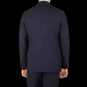 De Petrillo Suits | Navy Wool Fresco Peak Lapel Suit