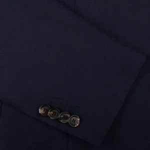 De Petrillo Suits | Navy Wool Fresco Peak Lapel Suit