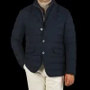 Herno Coats & Jackets | Navy Wool Norfolk Down Padded Blazer Jacket