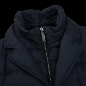 Herno Coats & Jackets | Navy Wool Norfolk Down Padded Blazer Jacket