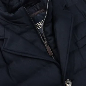 Herno Coats & Jackets | Navy Wool Norfolk Down Padded Blazer Jacket
