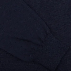 Gran Sasso Knitwear | Navy Wool Silk Crew Neck Sweater
