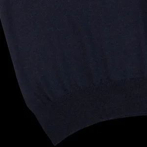 Gran Sasso Knitwear | Navy Wool Silk Crew Neck Sweater