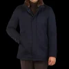 Herno Coats & Jackets | Navy Wool Twill Beaver Collar Jacket