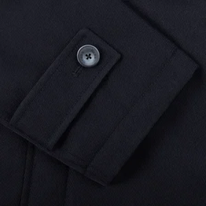 Herno Outerwear | Navy Wool Twill Beaver Collar Jacket