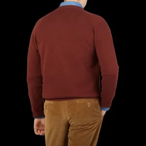 Alan Paine Knitwear | Nebula Red Brown Lambswool V-Neck