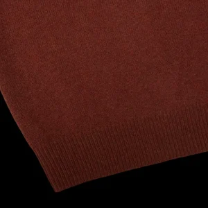 Alan Paine Knitwear | Nebula Red Brown Lambswool V-Neck