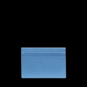 Smythson Wallets | Nile Blue Panama Leather Flat Card Holder