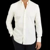 Mazzarelli Shirts | Off White Cotton Twill Bd Regular Shirt