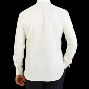 Mazzarelli Shirts | Off White Cotton Twill Bd Regular Shirt