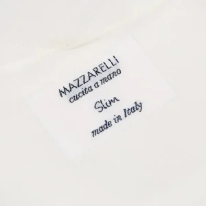 Mazzarelli Shirts | Off White Cotton Twill Button Down Slim Shirt