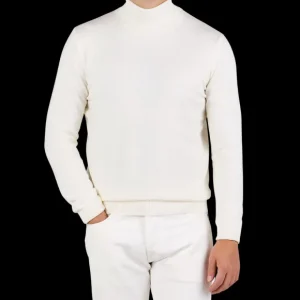 Gran Sasso Knitwear | Off White Extra Fine Merino Roll Neck