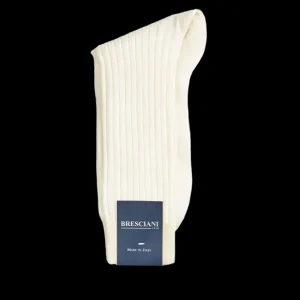 Bresciani Socks | Off White Ribbed Wool Nylon Socks