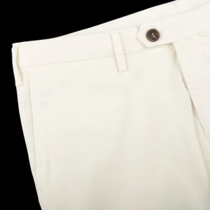 Canali Trousers | Off-White Cotton Stretch Flat Front Chinos