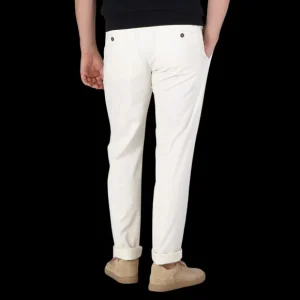 Canali Trousers | Off-White Cotton Stretch Flat Front Chinos