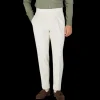 Luigi Bianchi Trousers | Off-White Cotton Twill Pleated Trousers