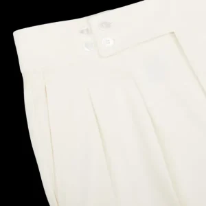 Luigi Bianchi Trousers | Off-White Cotton Twill Pleated Trousers