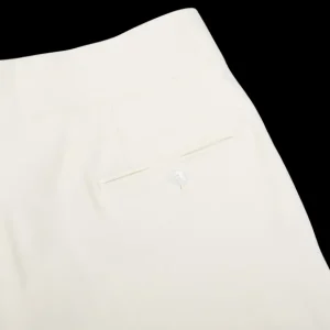 Luigi Bianchi Trousers | Off-White Cotton Twill Pleated Trousers