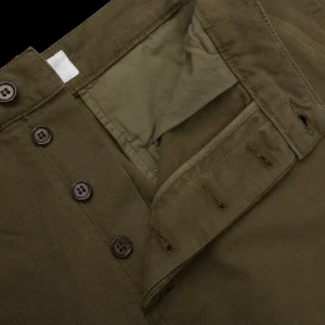 Universal Works Trousers | Olive Green Cotton Canvas Military Chinos