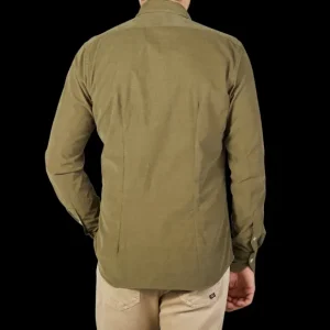 Xacus Shirts | Olive Green Cotton Corduroy Casual Shirt