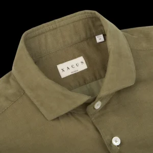 Xacus Shirts | Olive Green Cotton Corduroy Casual Shirt
