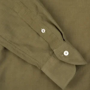 Xacus Shirts | Olive Green Cotton Corduroy Casual Shirt