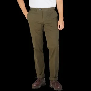 Briglia Trousers | Olive Green Cotton Stretch Regular Fit Chinos