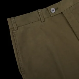 Briglia Trousers | Olive Green Cotton Stretch Regular Fit Chinos