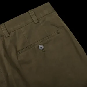 Briglia Trousers | Olive Green Cotton Stretch Regular Fit Chinos