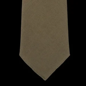 Dreaming Of Monday Ties | Olive Green 7-Fold Vintage Linen Tie