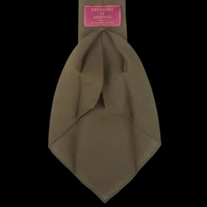 Dreaming Of Monday Ties | Olive Green 7-Fold Vintage Linen Tie
