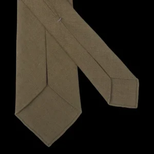 Dreaming Of Monday Ties | Olive Green 7-Fold Vintage Linen Tie
